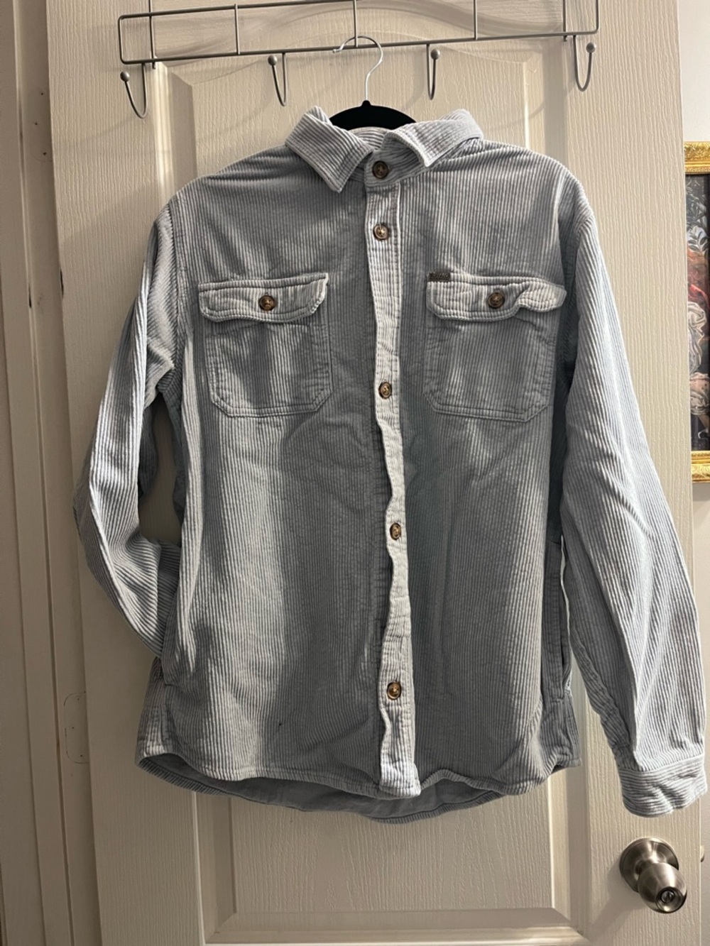 Buffalo David Bitton Light Blue Corduroy Button-Down Shirt Size Large